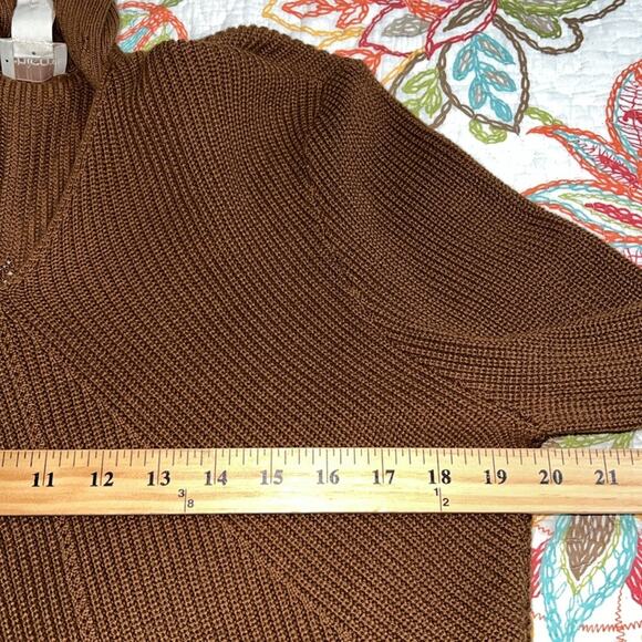 Chico’s womens sz 2 (12) cutout turtleneck sweater long sleeve brandy brown NWT - Picture 7 of 14